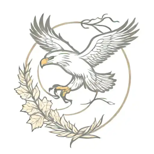 thunderbolt, eagle, oak Wreath tattoo design idea
