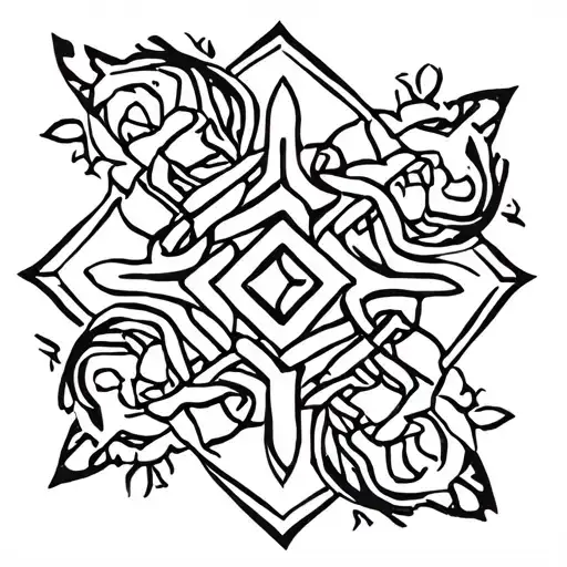 flowers of life in a Tibetan endless knot   tattoo design idea