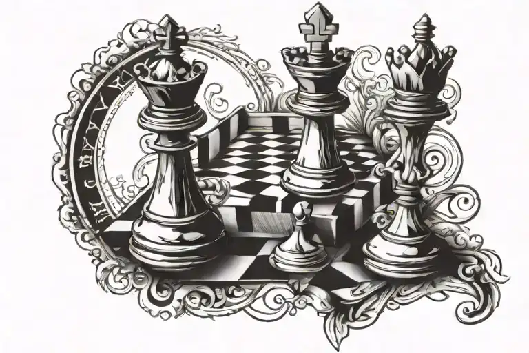 chess king piece tattoo design idea