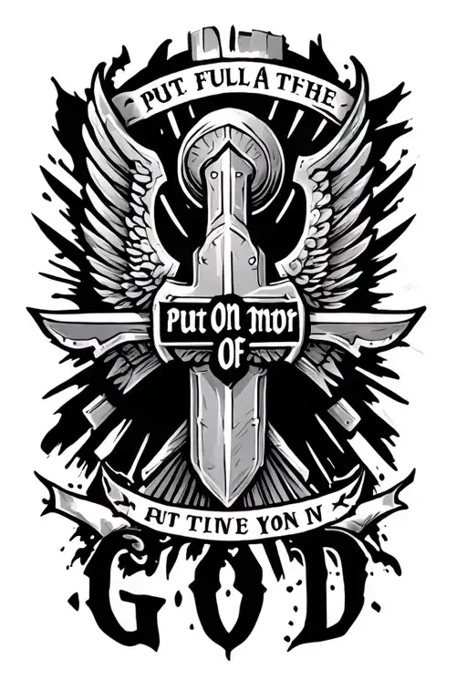 Put On The Full Armor of God in words tattoo design idea