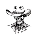 Skeleton cowboy with cowboy hat tattoo design idea
