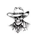 Skeleton cowboy with cowboy hat tattoo design idea