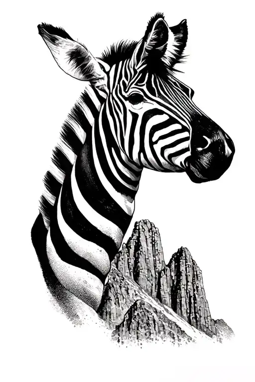 table mountain and zebra tattoo design idea