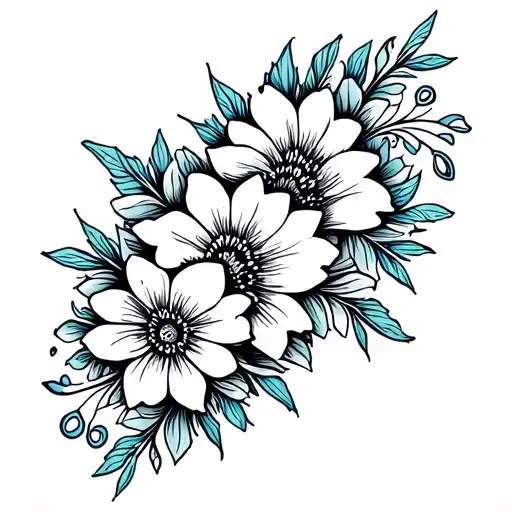 flowers cascading on a back diagonal  tattoo design idea