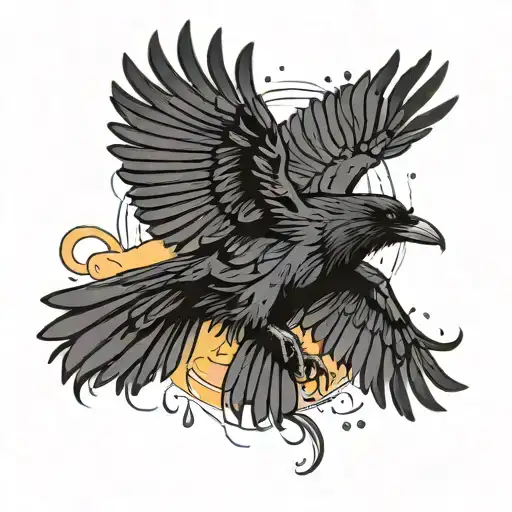 a raven with outstretched wings from the rain tattoo design idea