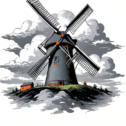 Dutch Windmill clouds, KNVB flag tattoo design idea