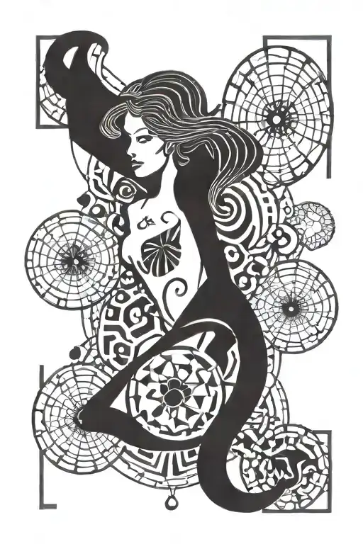 改善 with psilocybin molecule intertwined tattoo design idea