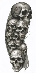 skulls soft shading incorporating elements forming tattoo design idea