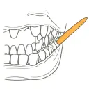 a human jaw with candy corn teeth, very minimalistic tattoo design idea