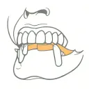 a human jaw with candy corn teeth, very minimalistic tattoo design idea