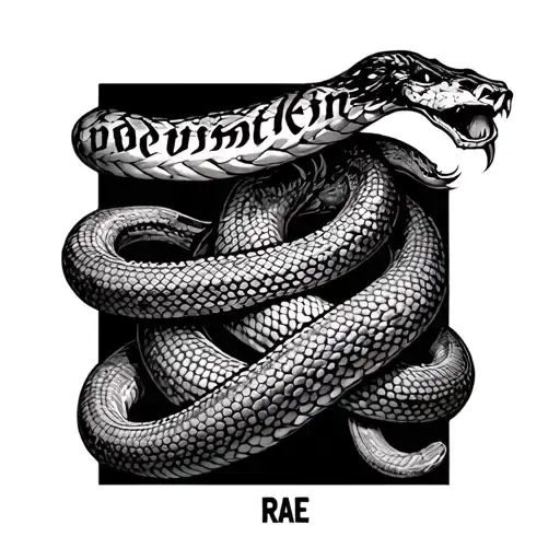 arm tattoo of the name Messiah Rae with a snake wrapped around bicep  tattoo design idea