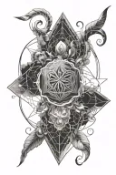 geomtric metatron sacred geometry, taurus zodiac sign, pisces zodiac sign tattoo design idea