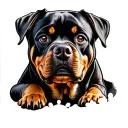 Rottweiler dog in paw print tattoo design idea