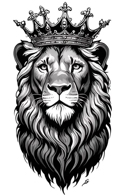 lion wearing a crown tattoo design idea