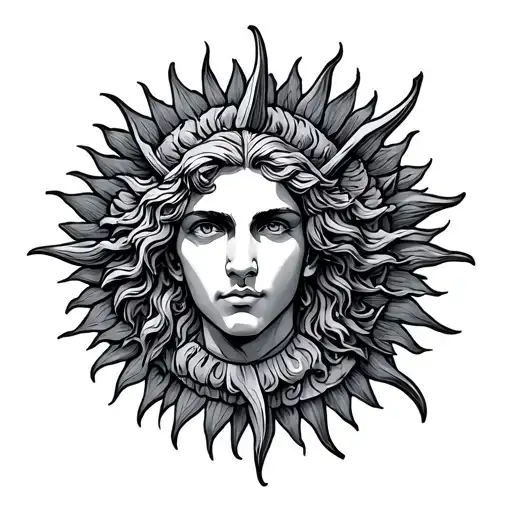 apollo lyre sun tattoo design idea