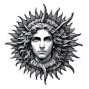 apollo lyre sun tattoo design idea