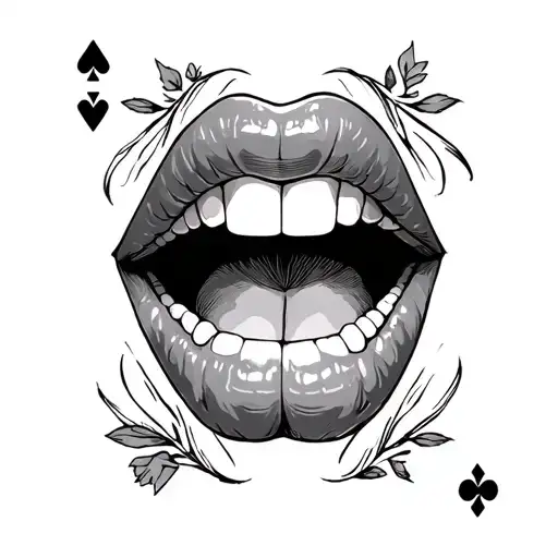 Card and bite card tattoo design idea
