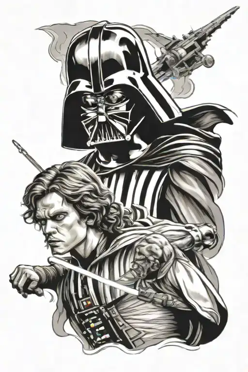 darth vader vs anakin skywalker tattoo design idea