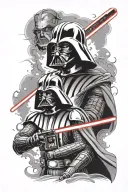 darth vader vs anakin skywalker tattoo design idea