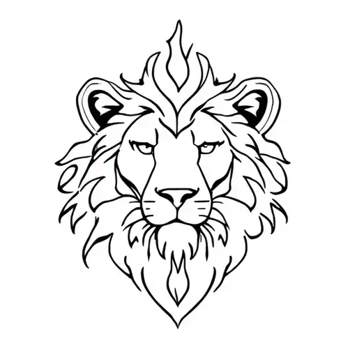 lion head and fire tattoo design idea
