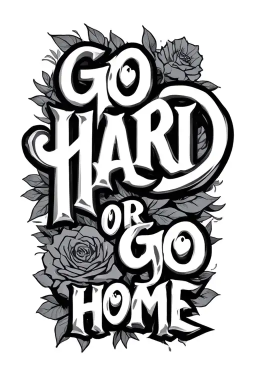 "go hard or go home" frase devi go hard or gome tattoo design idea