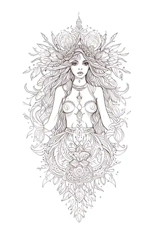 Bohemian form tattoo design idea