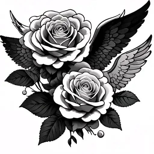 elbow tattoo clouds roses and angels tattoo design idea