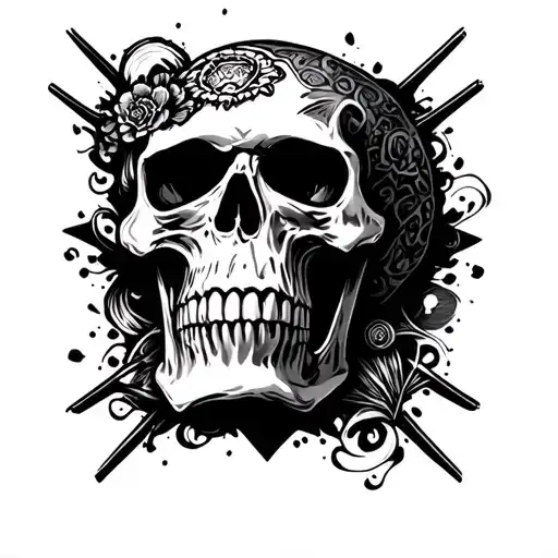 skull harley davidson tattoo design idea