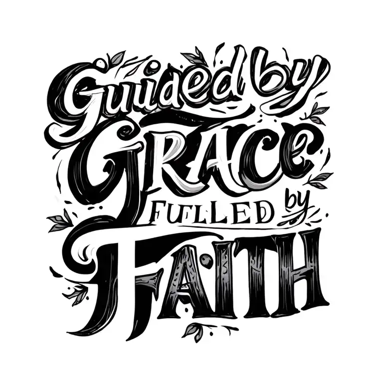 Guided by Grace, Fueled by Faith fine line cursive tattoo design idea