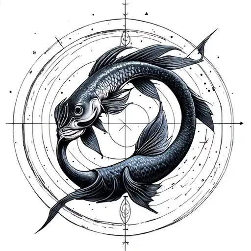 pisces and geometry stoic virtues tattoo design idea