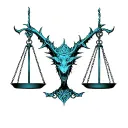 libra scale, trade with demon tattoo design idea