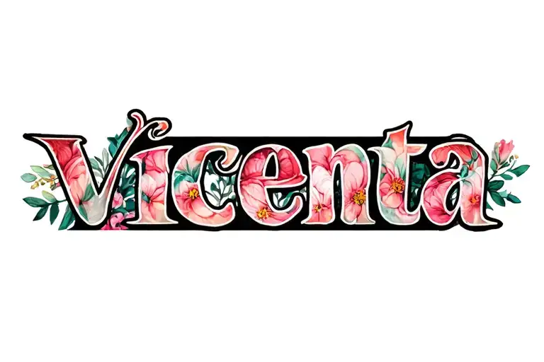 Vicenta name in this name Flores tattoo design idea