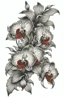japanese orchids with tiger black and red ink tattoo tattoo design idea