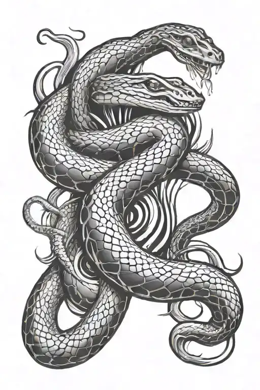 snake and jelly fish tattoo design idea