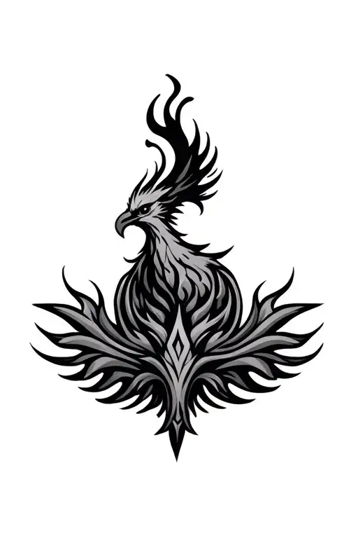 phoenix flames ornaments tattoo design idea