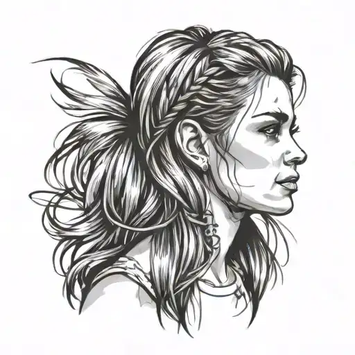 spic mullet hairstyle on beautiful girl tattoo design idea