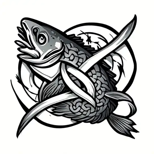 Celtic trout knot design incorporating tattoo design idea