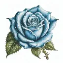 blue rose with one raindrop  tattoo design idea