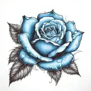 blue rose with one raindrop  tattoo design idea
