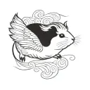 whymsical guinea pig flying tattoo design idea