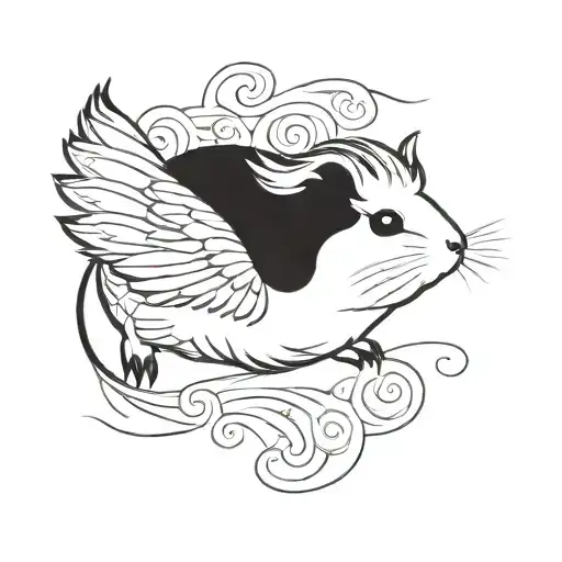 whymsical guinea pig flying tattoo design idea
