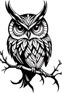 night owl eyes scroll style outline drawing tattoo tattoo design idea