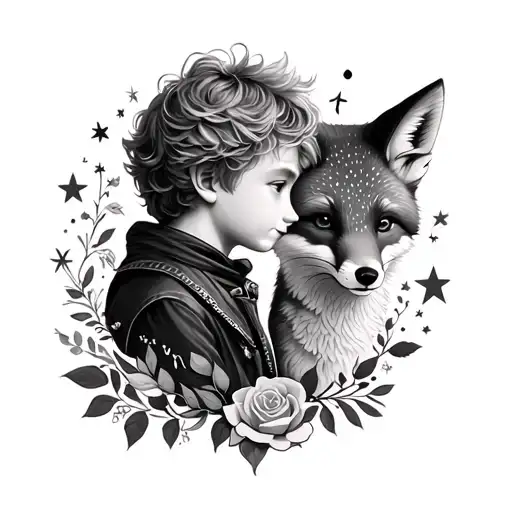 le petit prince, rose,fox, star, Artúr name tattoo tattoo design idea