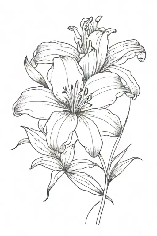 small fine line wispy single lily flower  tattoo design idea