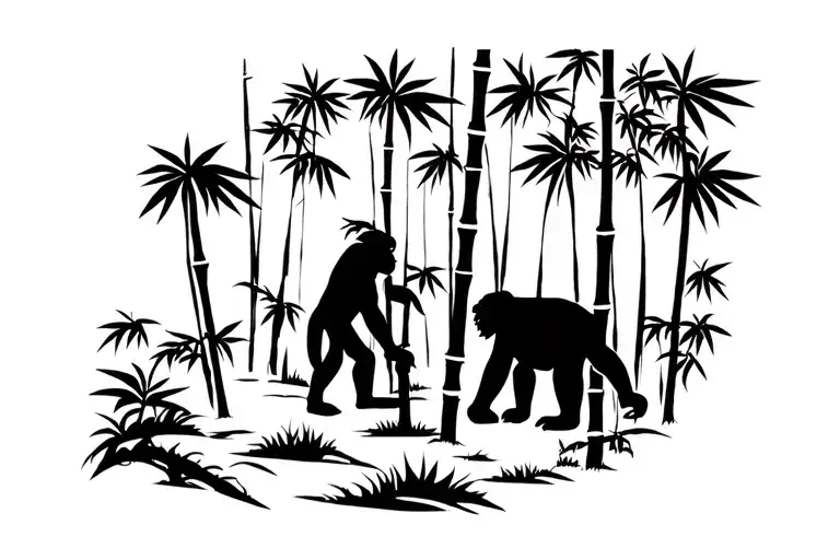 jungle apes bamboo forest tattoo design idea