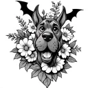 Scooby Doo, Bats, and flowers tattoo design idea