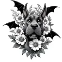 Scooby Doo, Bats, and flowers tattoo design idea