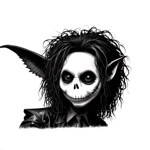 Beetlejuice nightmare before christmas gremlins edward scissorhands realism like tattoo design idea
