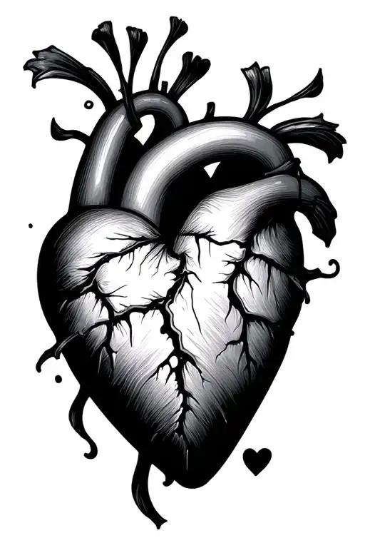 love happy care broken heart tattoo design idea