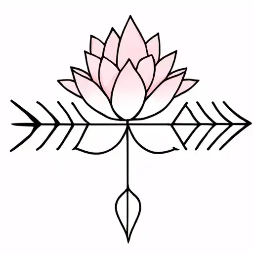 arrow with lotus flower head tattoo design idea